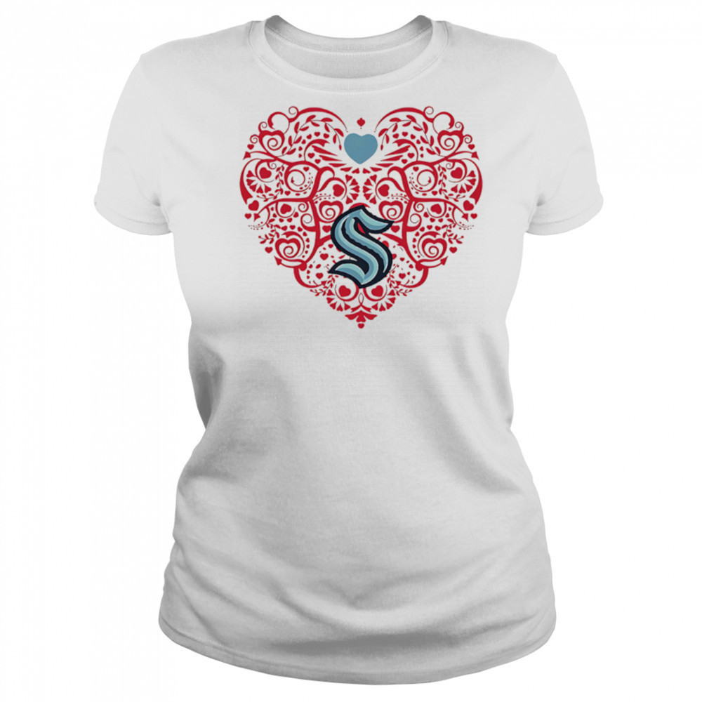 Seattle Kraken Floral Pattern Heart logo shirt Women's T-shirt