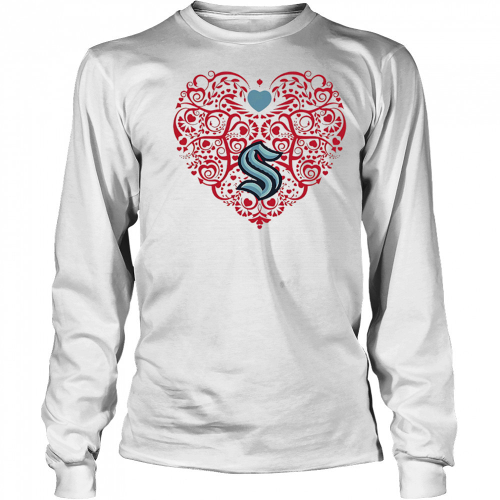 Seattle Kraken Floral Pattern Heart logo shirt Long Sleeved