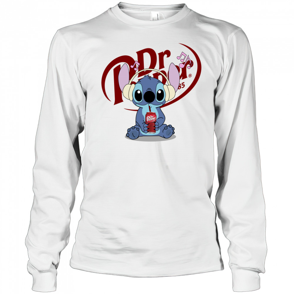 Stitch listen music drink Dr Pepper shirt Long Sleeved