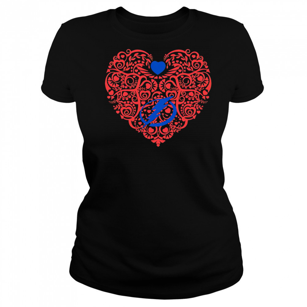 Tampa Bay Lightning Floral Pattern Heart logo shirt Women's T-shirt