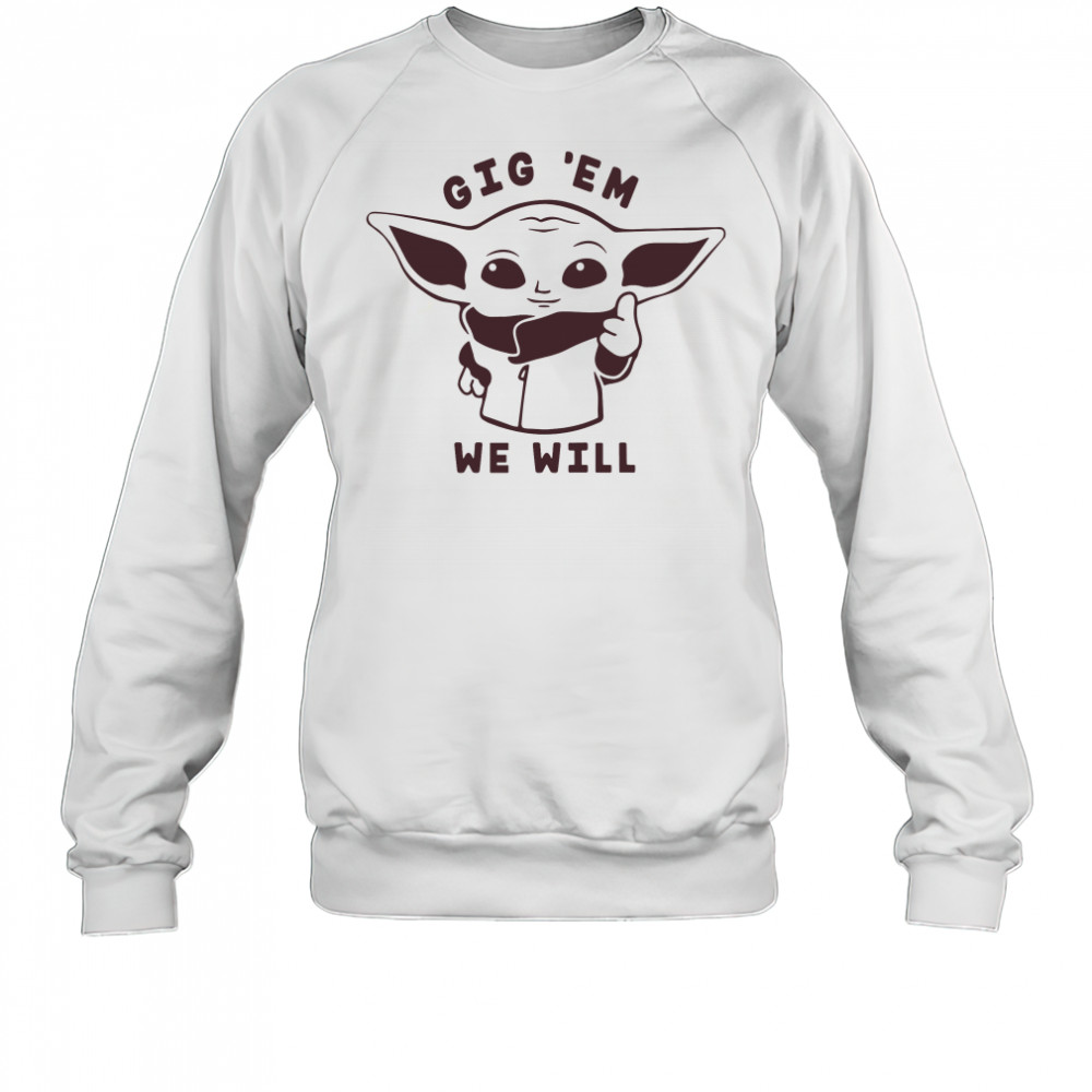Texas A&M Aggies Baby Yoda Gig ‘EM shirt Sweatshirt
