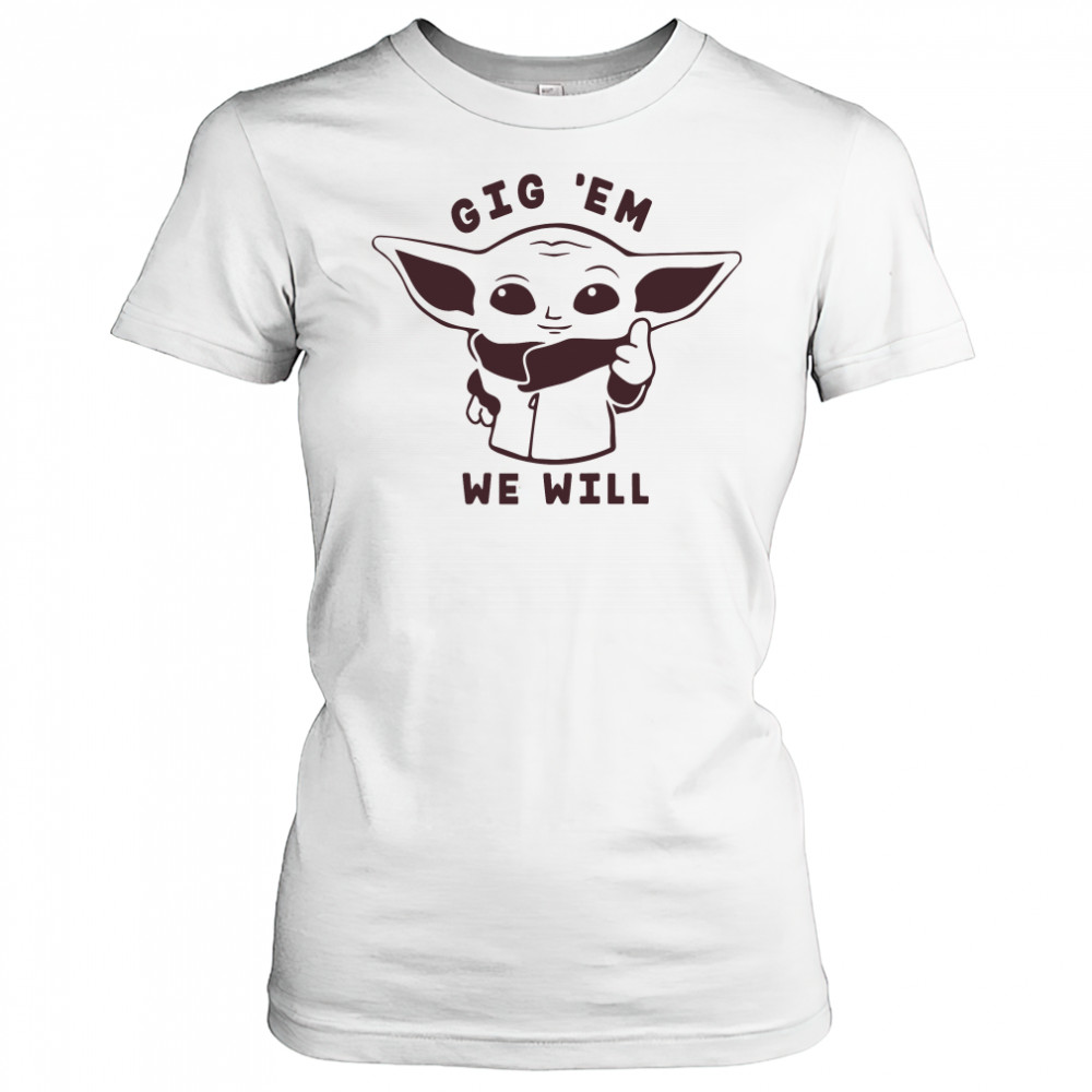Texas A&M Aggies Baby Yoda Gig ‘EM shirt Women's T-shirt