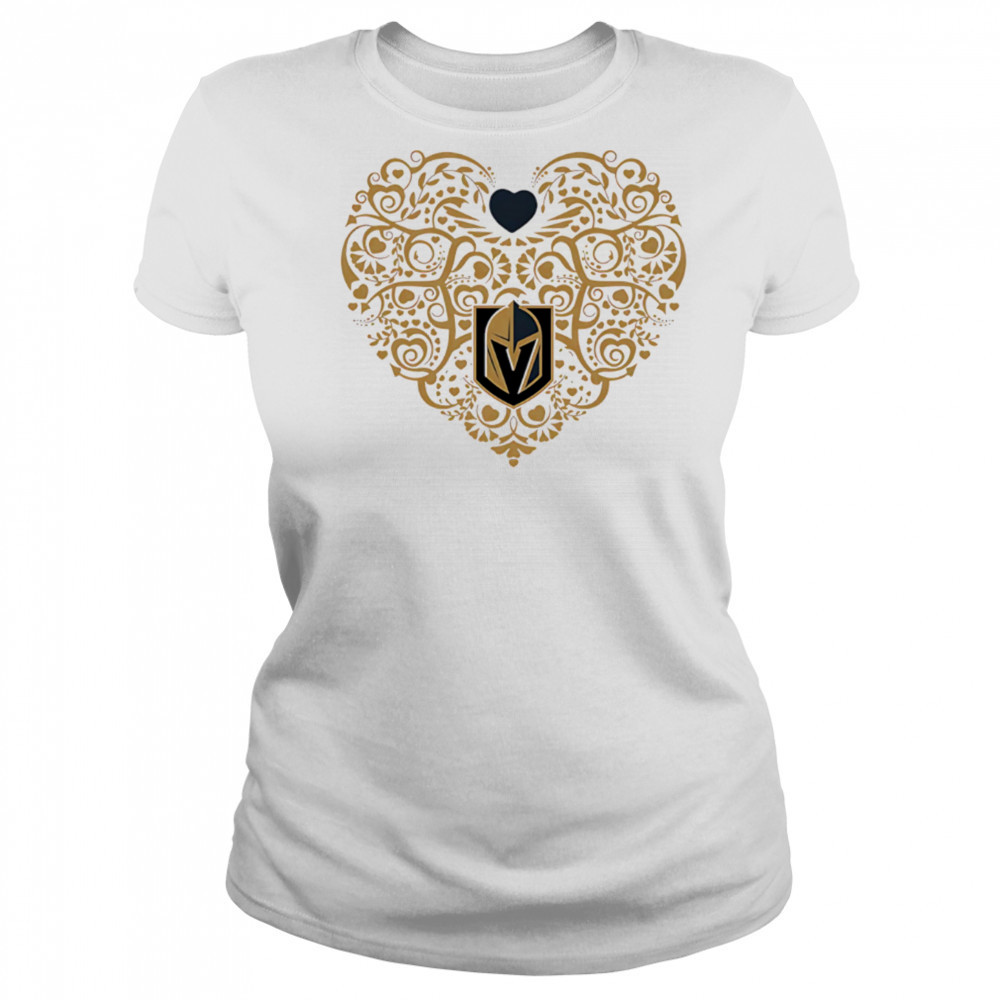Vegas Golden Knights Floral Pattern Heart logo shirt Women's T-shirt