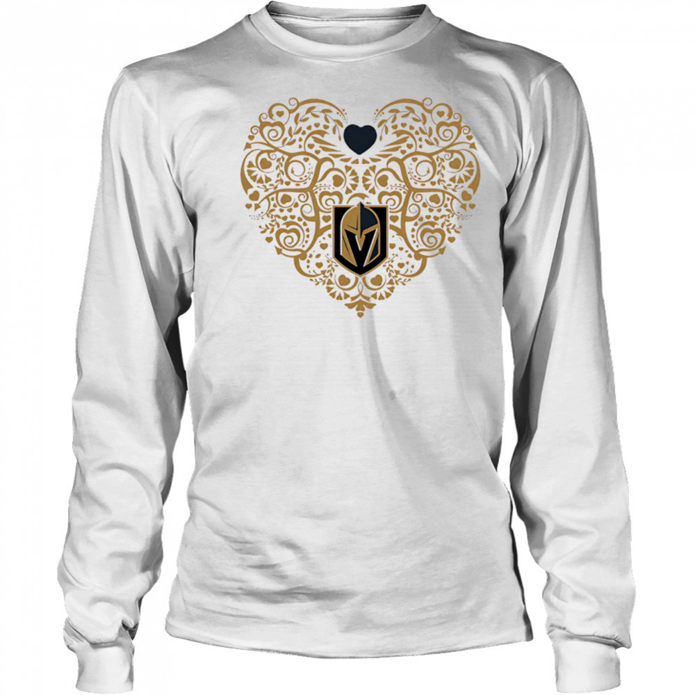 Vegas Golden Knights Floral Pattern Heart logo shirt Long Sleeved