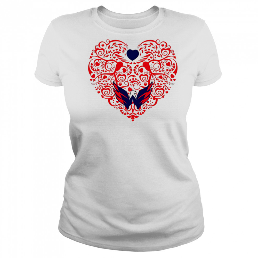 Washington Capitals Floral Pattern Heart logo shirt Women's T-shirt