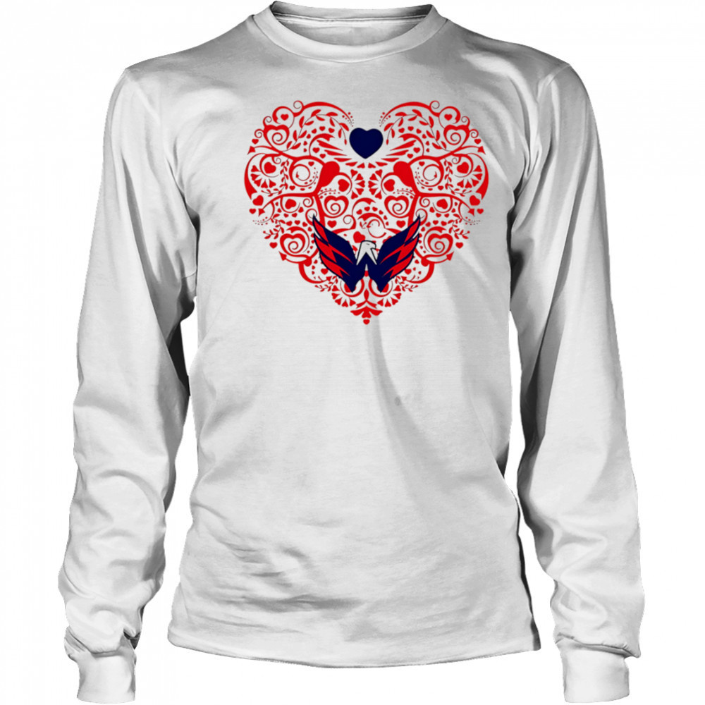 Washington Capitals Floral Pattern Heart logo shirt Long Sleeved