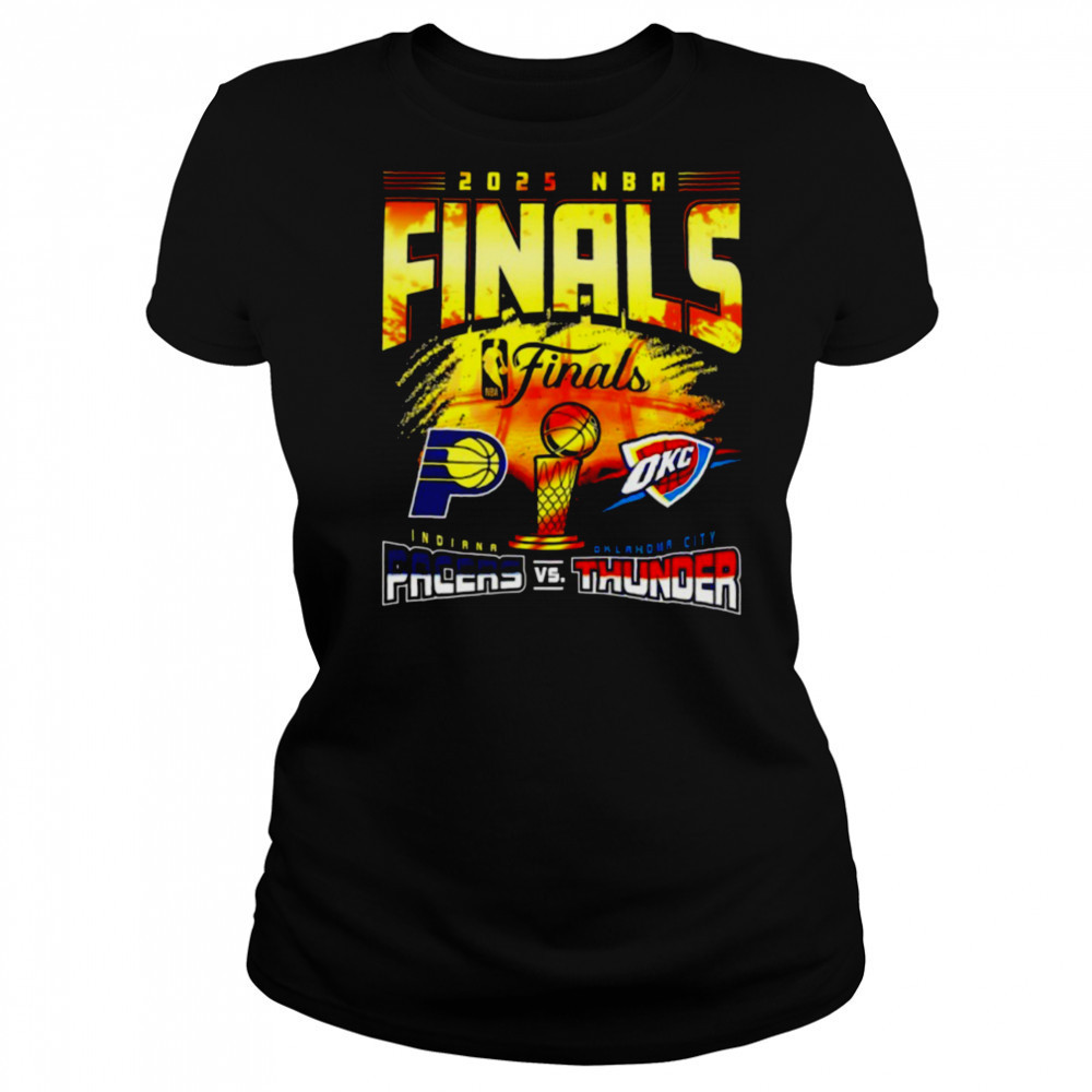 2025 NBA Finals Indiana Pacers vs. Oklahoma City Thunder dueling teams logo shirt Women's T-shirt