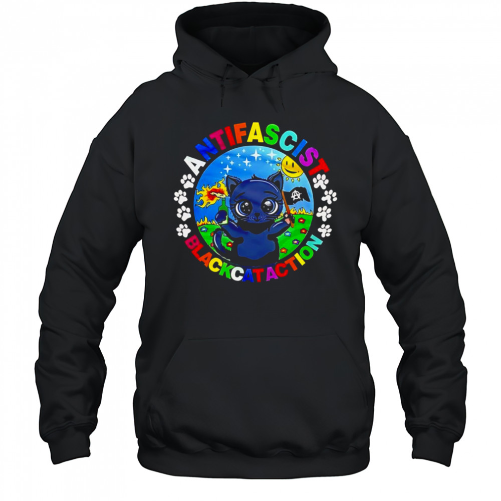 Antifascist black cat action shirt Hoodie
