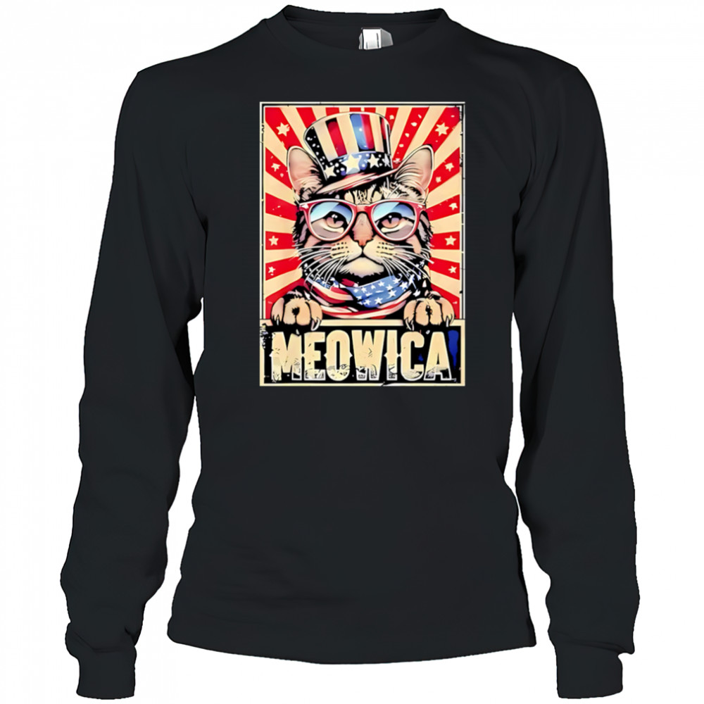 Cat meowica 4th of july shirt Long Sleeved