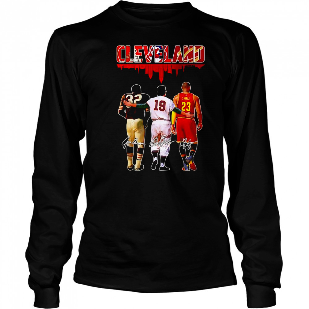 Cleveland Jim Brown Bob Feller and Lebron James shirt Long Sleeved