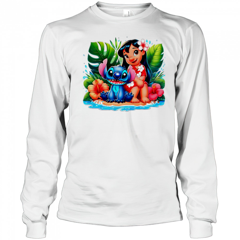 Lilo Stitch Summer Vibes Watercolor Splash shirt Long Sleeved