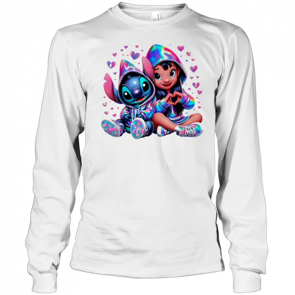 Love Lilo And Stitch Neon Clipart shirt Long Sleeved