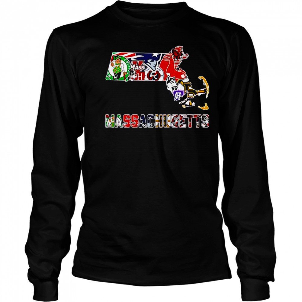 Massachusetts Sports Map T-Shirt Long Sleeved