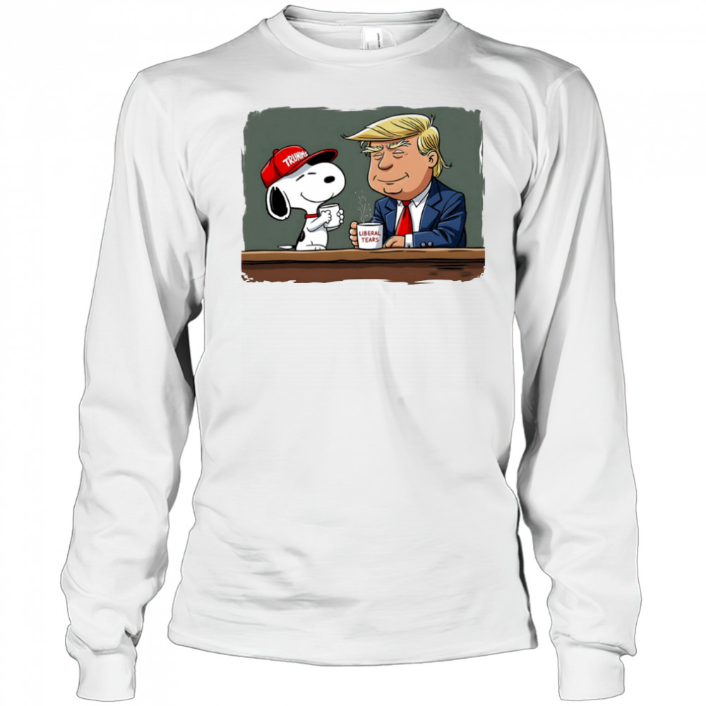 Snoopy Coffee Trump Cartoon Funny Graphic shirt Long Sleeved