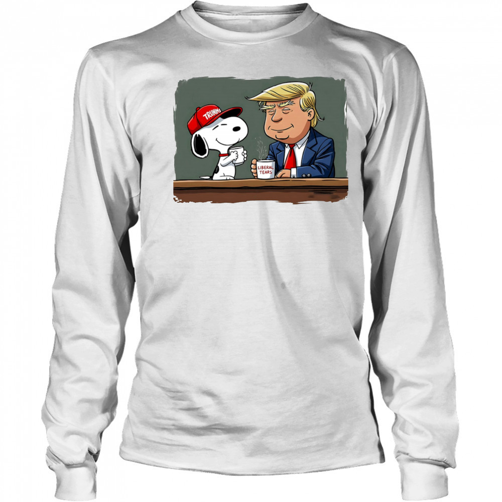 Snoopy Coffee Trump Cartoon Funny Graphic shirt Long Sleeved
