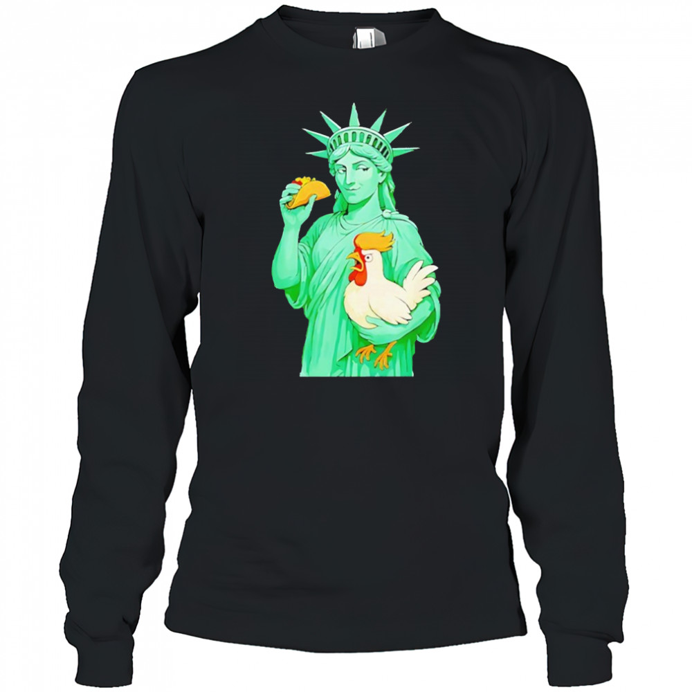 Statue Of Liberty Taco Trump Always Chickens Out Funny 2025 Shirt Long Sleeved