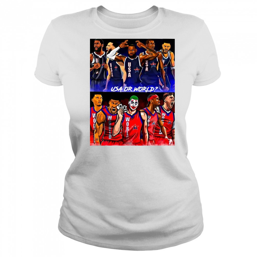 The NBA will officially roll out a USA vs WORLD format for all shirt Women's T-shirt