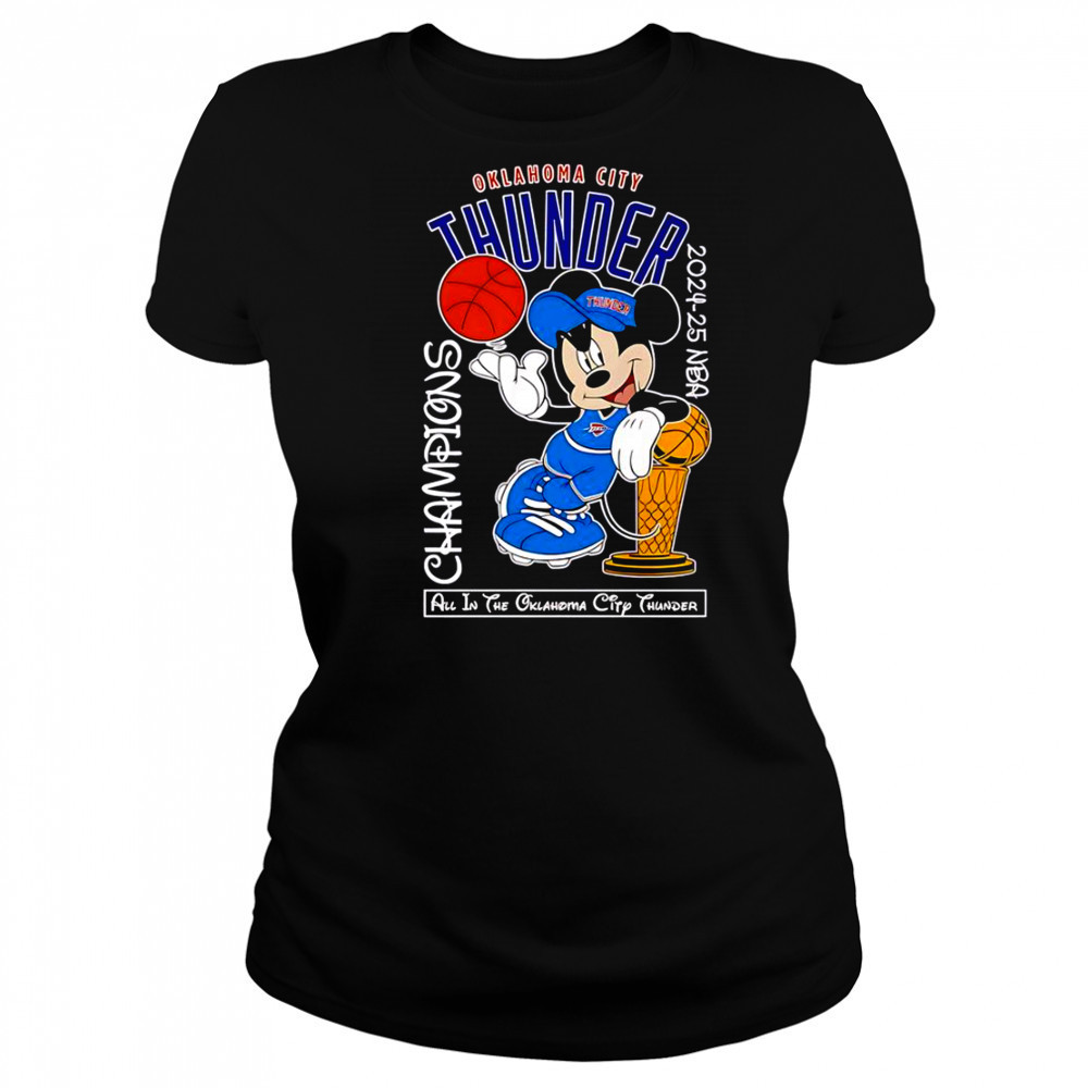 Mickey Mouse Oklahoma City Thunder 2024-25 NBA Champions T-Shirt Women's T-shirt