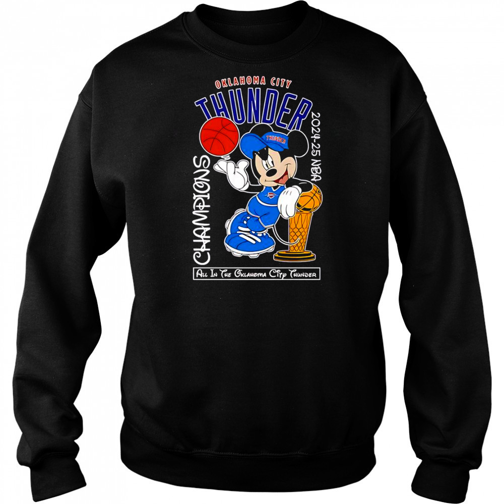 Mickey Mouse Oklahoma City Thunder 2024-25 NBA Champions T-Shirt Hoodie