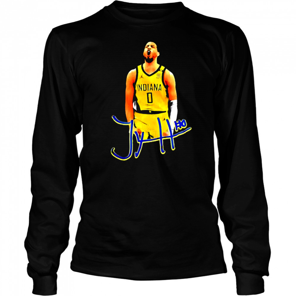 NBA Finals 2025 Tyrese Haliburton player Indiana Pacers Basketball signature shirt Long Sleeved