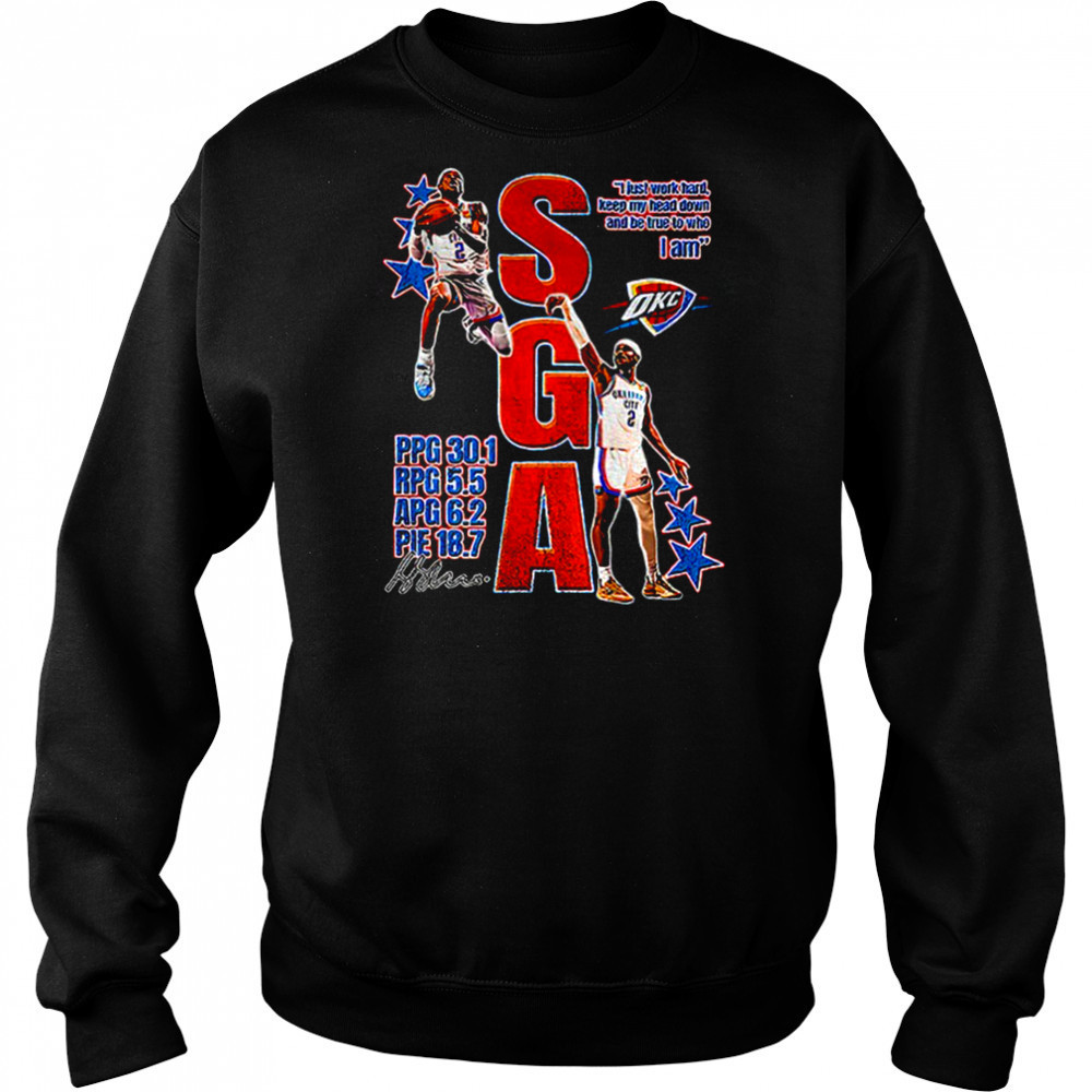 SGA OKC Thunder I just work hard keep my head down and be true to who I am signature shirt Hoodie