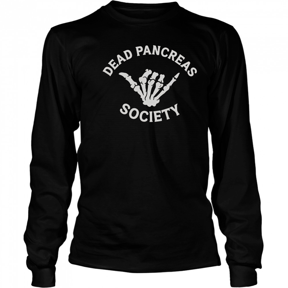 Type 1 Diabetes Awareness Dead Pancreas Society Skeleton Hand Halloween T-Shirt Long Sleeved