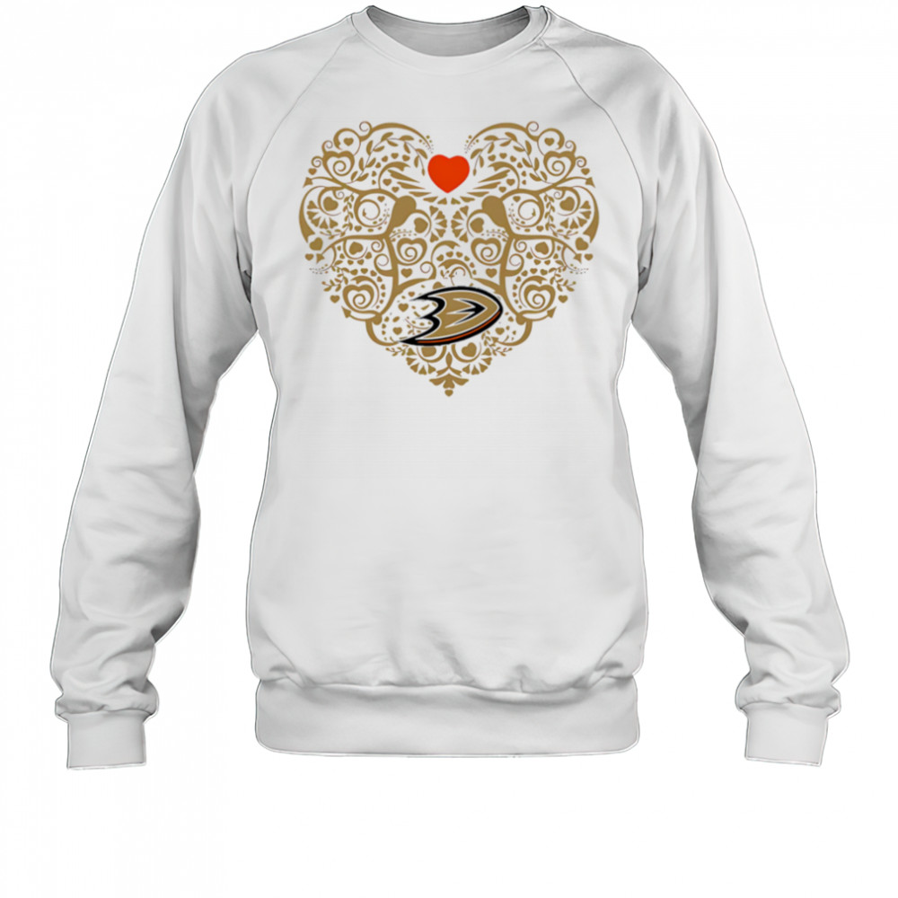 Anaheim Ducks Heart Floral Pattern logo shirt Sweatshirt