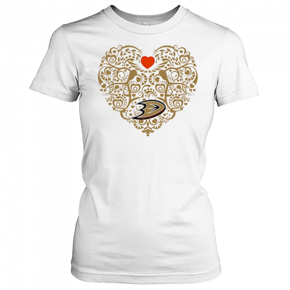 Anaheim Ducks Heart Floral Pattern logo shirt Women's T-shirt