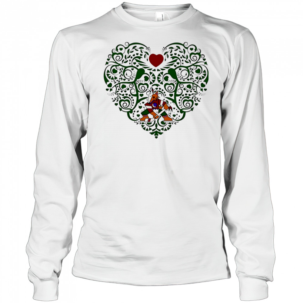 Arizona Coyotes Floral Pattern Heart logo shirt Long Sleeved