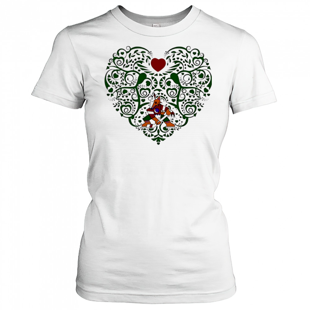 Arizona Coyotes Floral Pattern Heart logo shirt Women's T-shirt