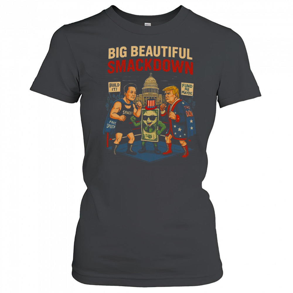 Big Beautiful Smackdown Trump and Musk boxing Match parody shirt Women's T-shirt