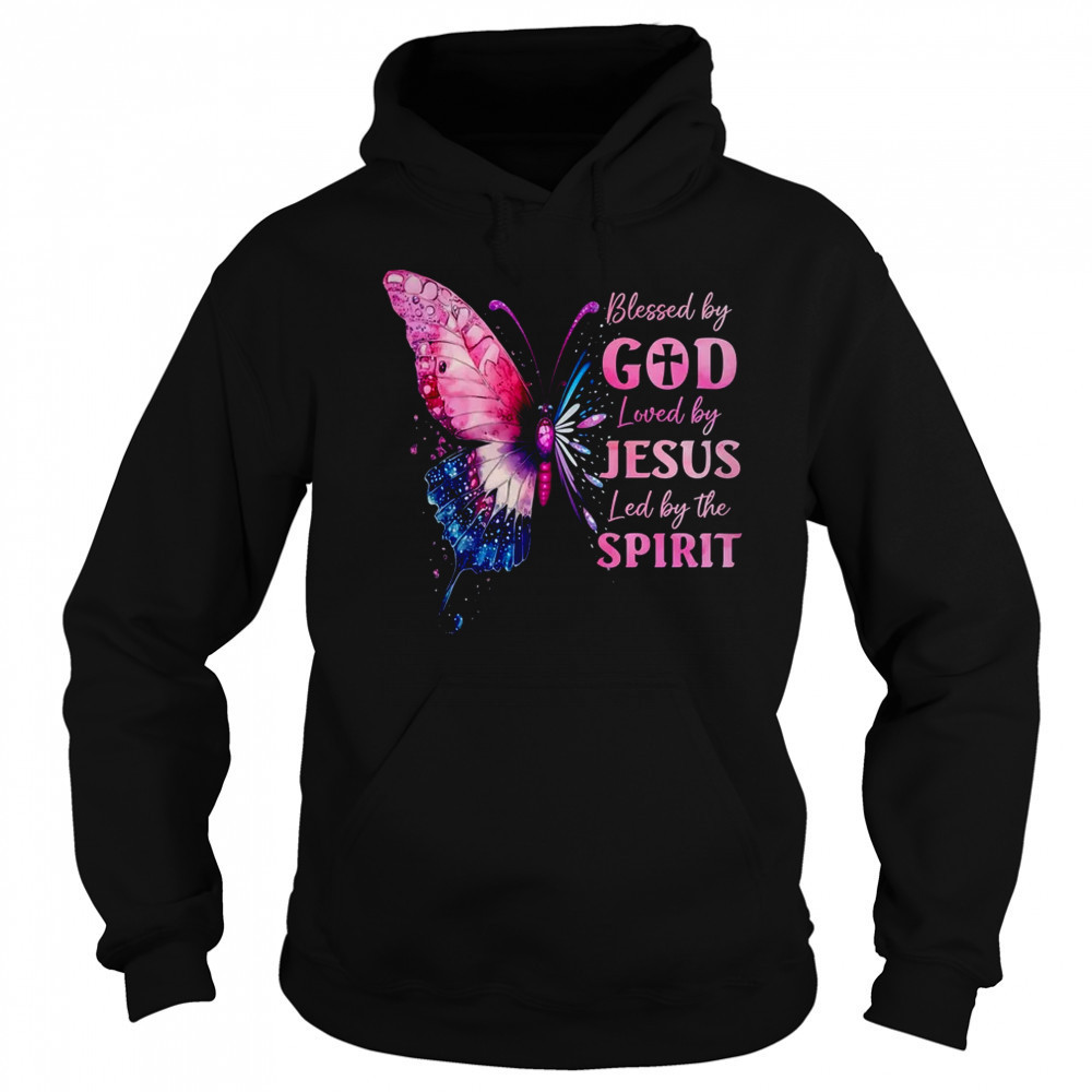 Blessed By God Loved By Jesus Pink Butterfly Christian shirt Sweatshirt