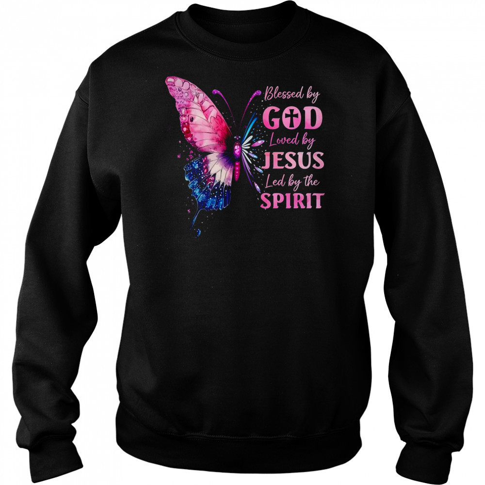 Blessed By God Loved By Jesus Pink Butterfly Christian shirt Hoodie