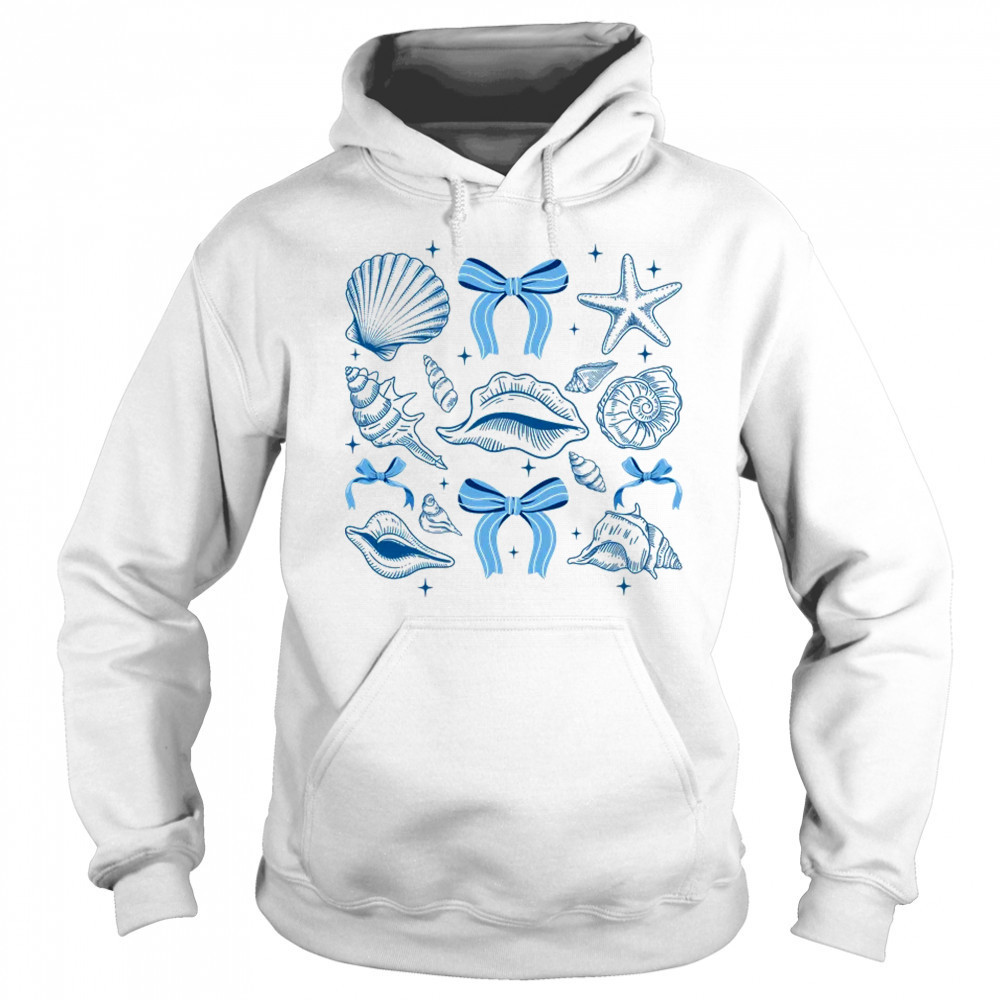 Blue Coquette Bow Seashell Retro Beach Summer Vibes Girls shirt Sweatshirt