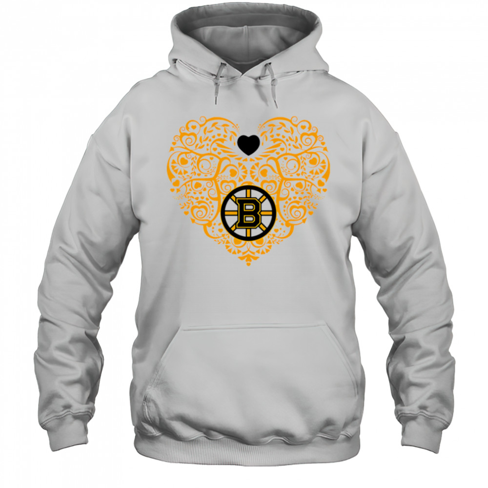 Boston Bruins Heart Floral Pattern logo shirt Hoodie