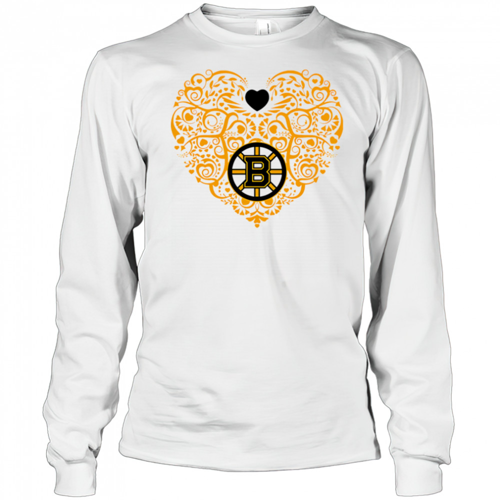 Boston Bruins Heart Floral Pattern logo shirt Long Sleeved