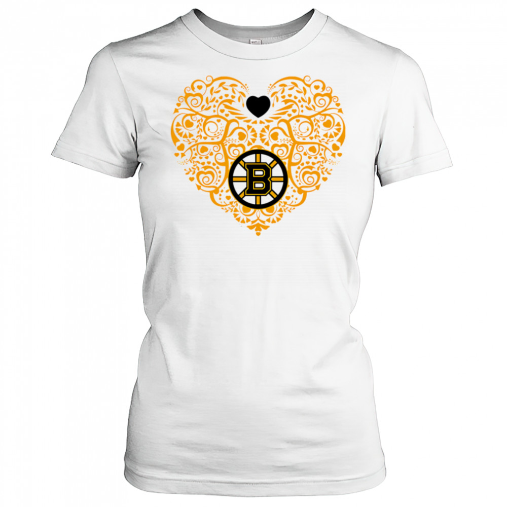 Boston Bruins Heart Floral Pattern logo shirt Women's T-shirt