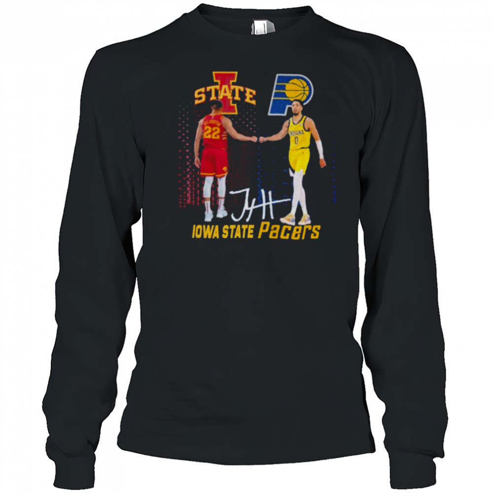 Court Leader And Tyrese Haliburton X Iowa State Cyclones Indiana Pacers Signature T shirts Long Sleeved