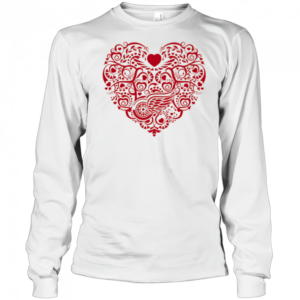 Detroit Red Wings Floral Pattern Heart logo shirt Long Sleeved