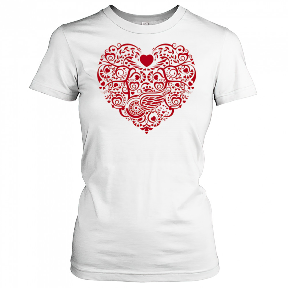 Detroit Red Wings Floral Pattern Heart logo shirt Women's T-shirt