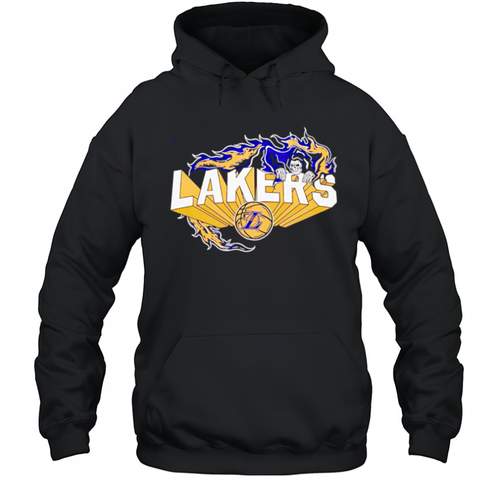 Flaming Grim Reaper Los Angeles Lakers logo shirt Hoodie