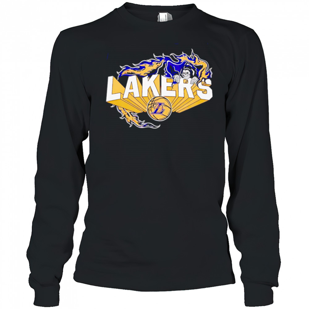 Flaming Grim Reaper Los Angeles Lakers logo shirt Long Sleeved