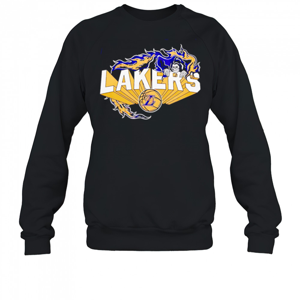 Flaming Grim Reaper Los Angeles Lakers logo shirt Sweatshirt
