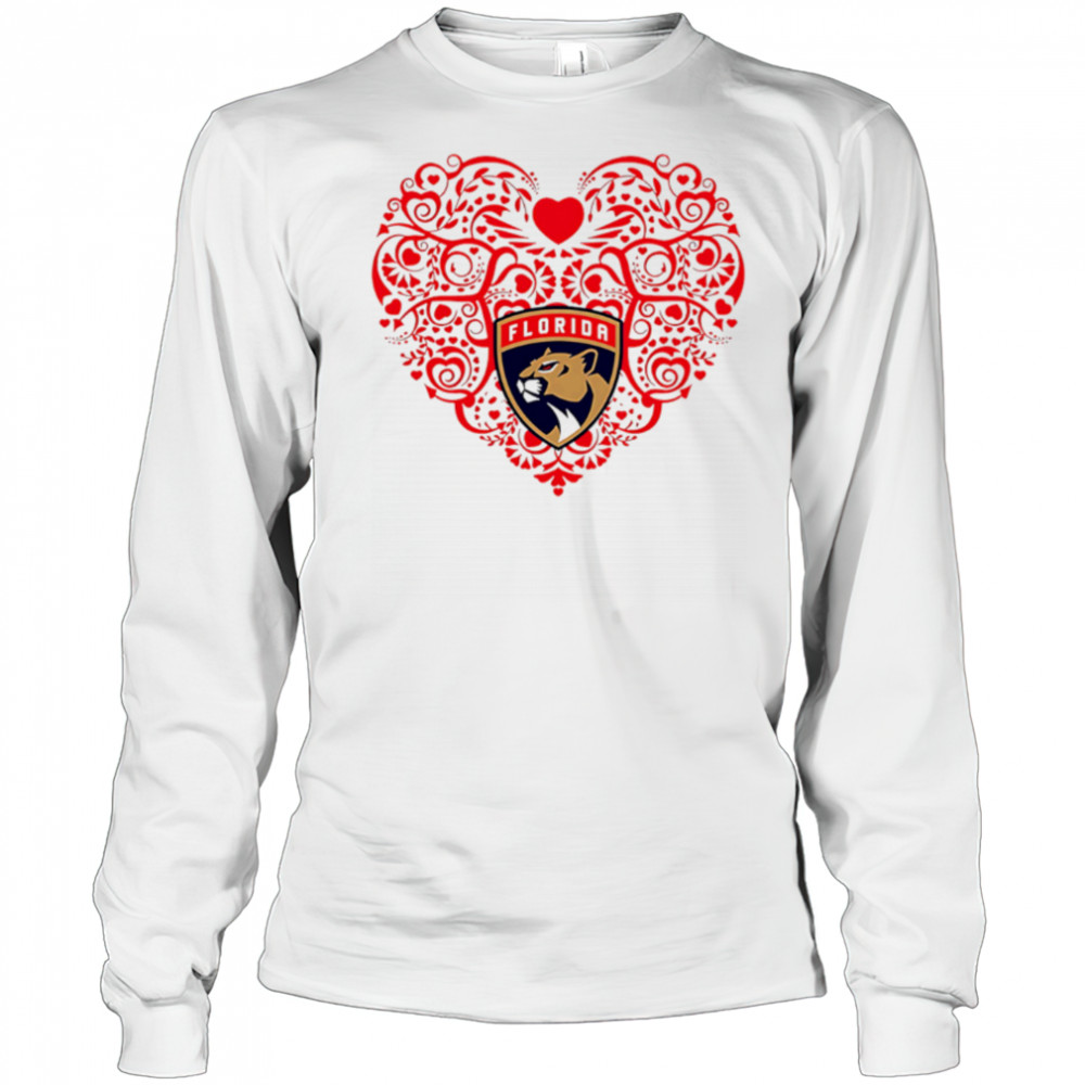 Florida Panthers Floral Pattern Heart logo shirt Long Sleeved