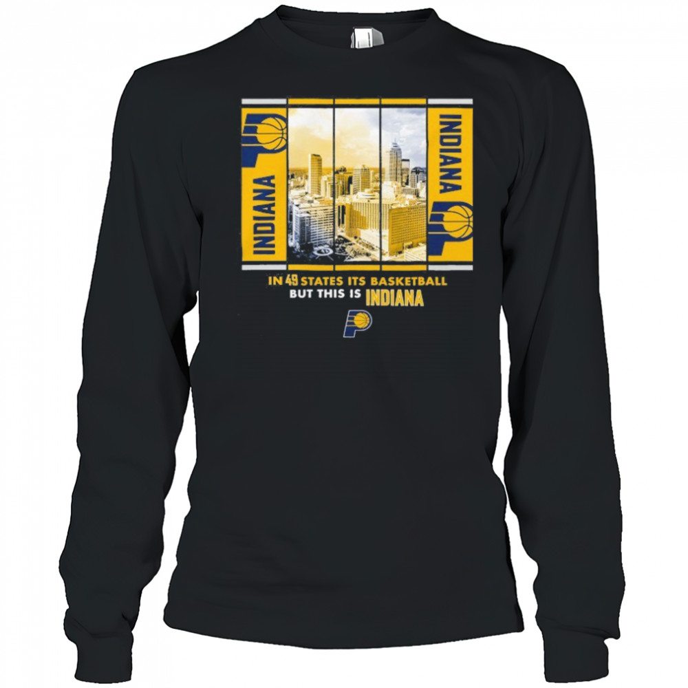 Indiana Pacers Stadium Essentials Unisex Skyline Boxout T-Shirt Long Sleeved