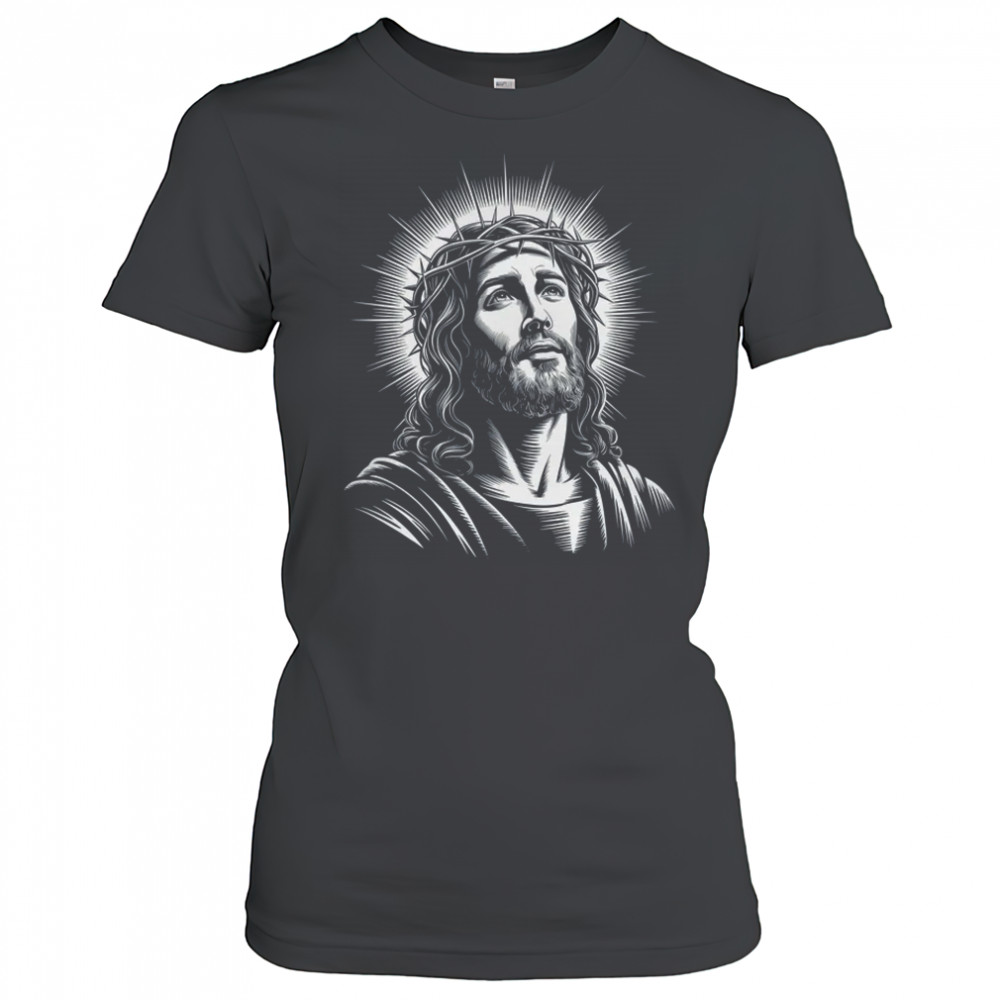 Jesus Christ Face With Crown Of Thorn God Bible Christian shirt Women's T-shirt