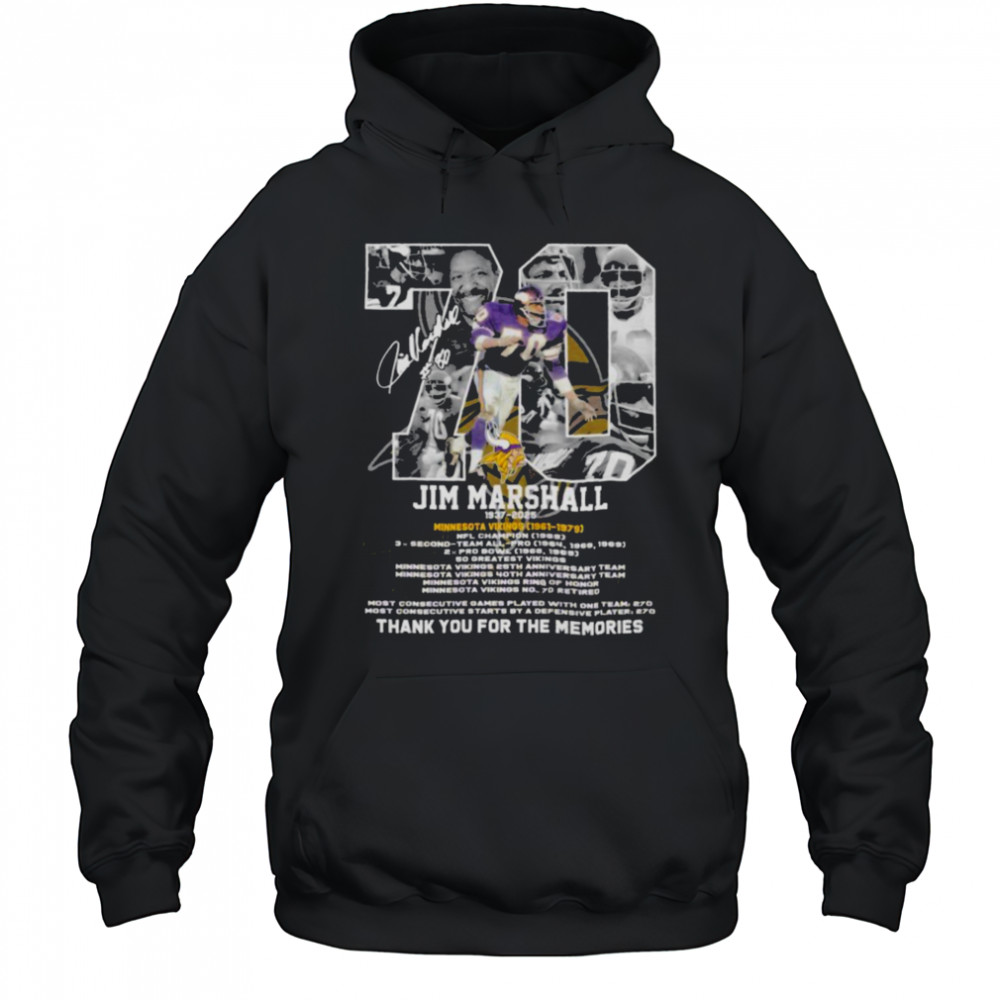 Jim Marshall Minnesota Vikings 1937 2025 Thank You For The Memories T shirts Hoodie