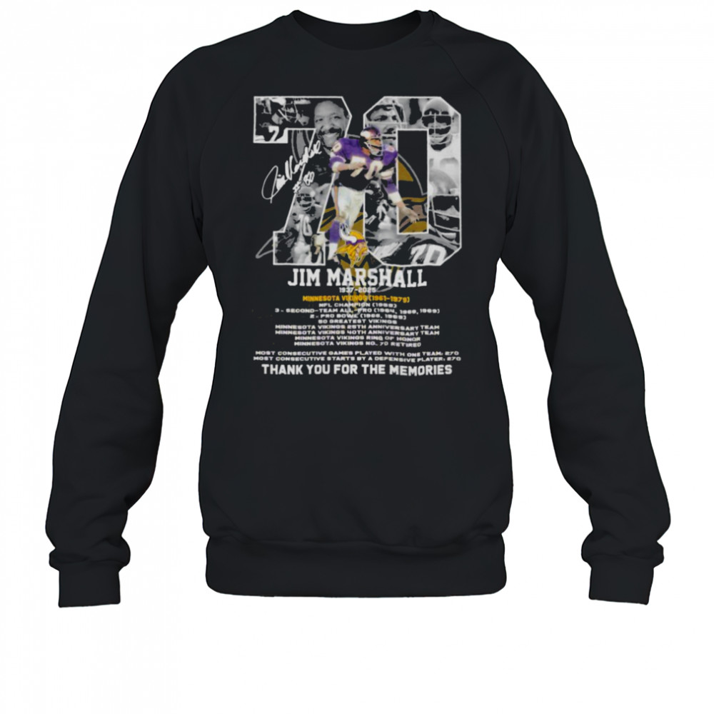 Jim Marshall Minnesota Vikings 1937 2025 Thank You For The Memories T shirts Sweatshirt