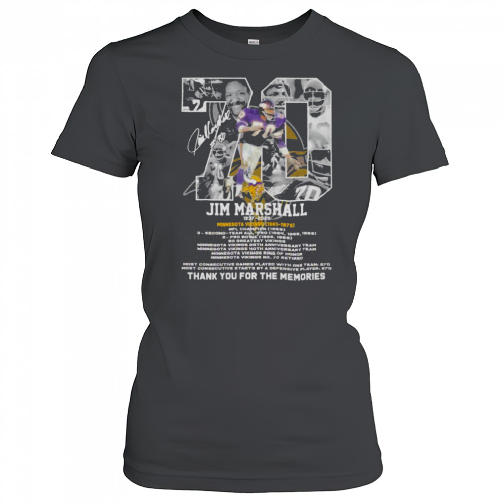Jim Marshall Minnesota Vikings 1937 2025 Thank You For The Memories T shirts Women's T-shirt