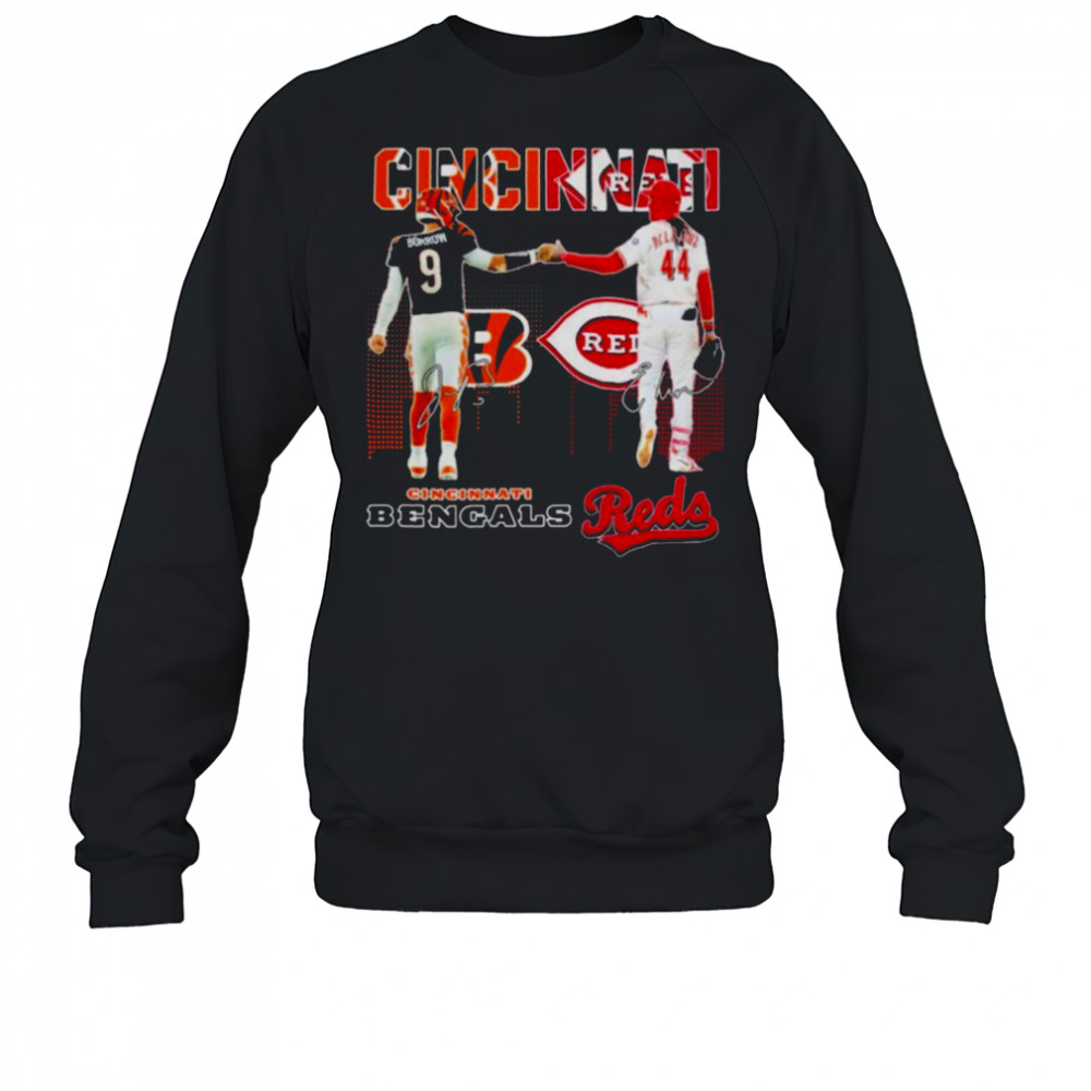 Joe Burrow And Elly De La Cruz Cincinnati Bengals X Cincinnati Reds Signatures T shirts Sweatshirt